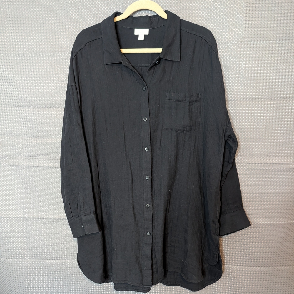 Pure Jill Women's Black Button Down Shirt